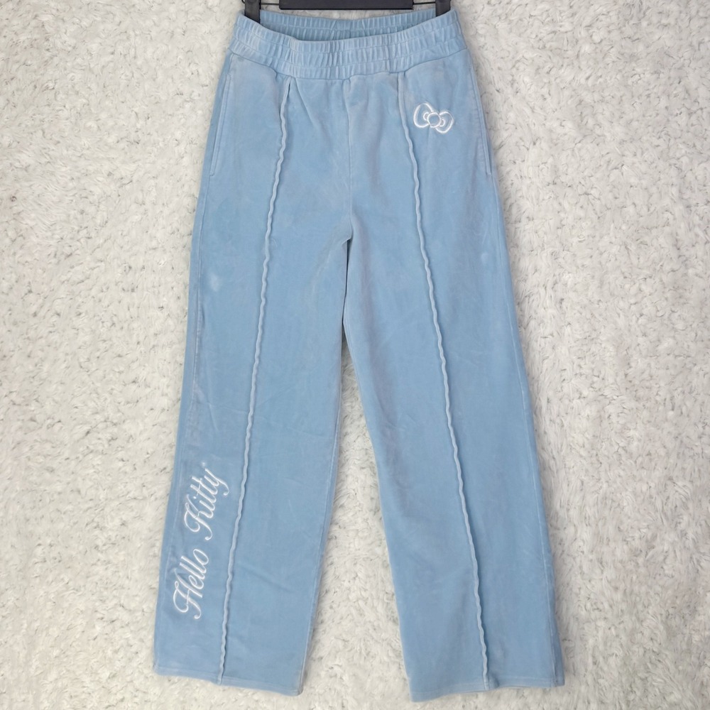 Forever 21 x Hello Kitty Sanrio Soft Velour Lounge Pants Light Blue Y2K Size‎ M